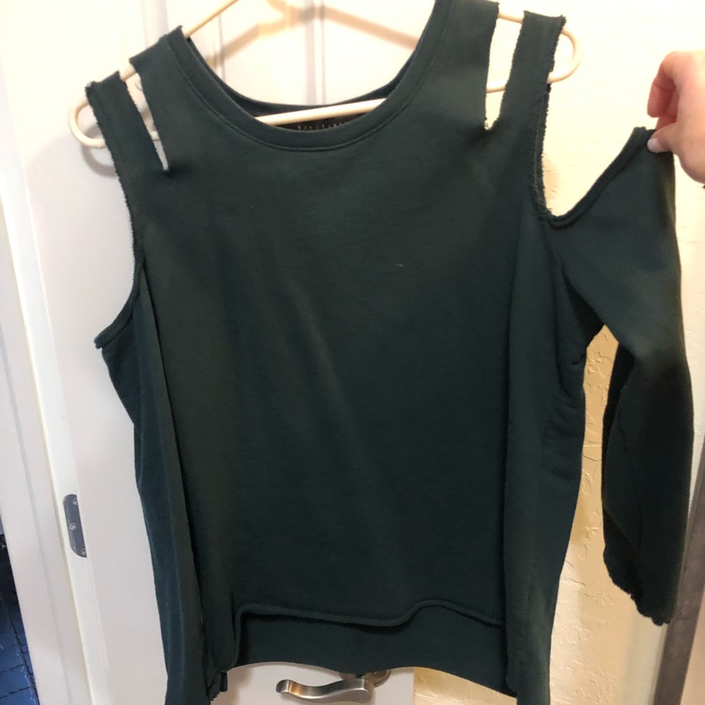 Distressed shoulder sweatshirt